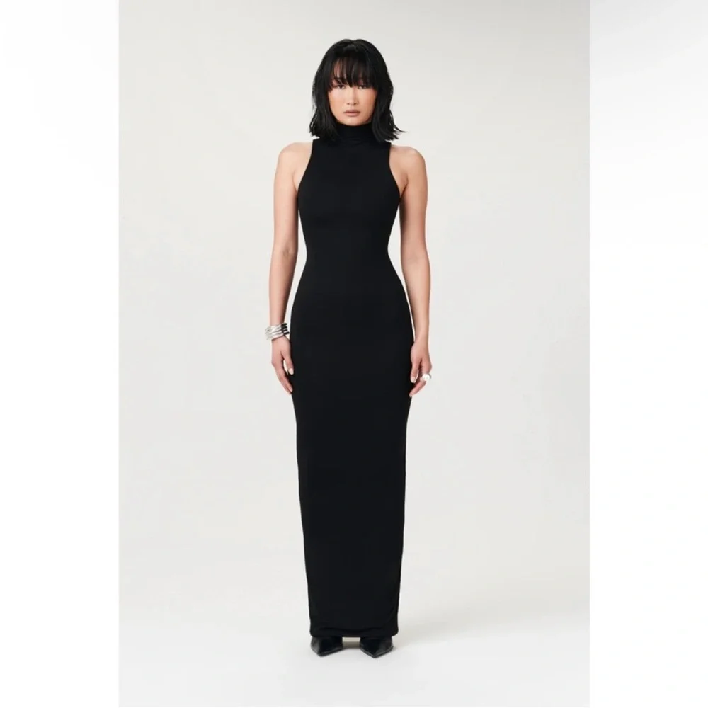 Naked Wardrobe Mock Neck Black Maxi Dress 🖤 - Picture 9 of 13